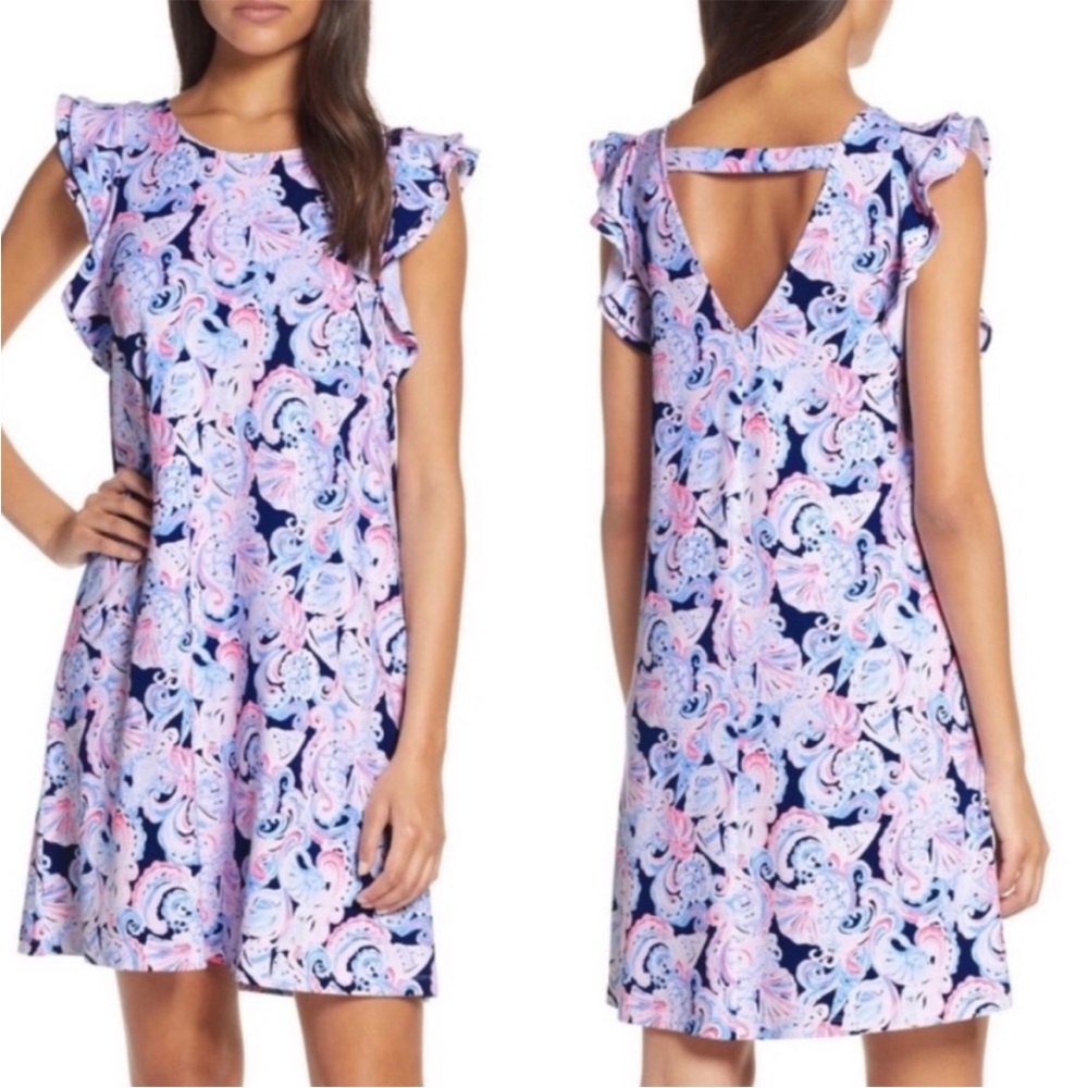 Lilly Pulitzer Dani Jersey Swing Dress High Tide Navy Size Small